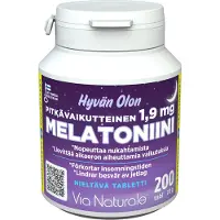 Via Naturale Hyvän Olon Pitkävaikutteinen Melatoniini 1,9 mg, 200 tabl