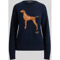 Ralph Lauren for woman. 200P14120500 Cotton sweater with marine intarsia dog (XS), Casual, Navy