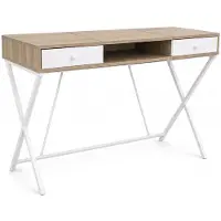 Hobby Hall Tietokonepöytä Crossline, 120x50x80,5 cm, ruskea/valkoinen