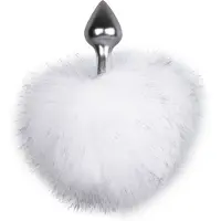Easytoys Fetish Collection Bunny NO1 - metallinen anustappi pupunhännällä (hopea-valkoinen)
