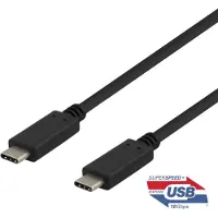 Deltaco – USB-C-kaapeli, 1m, 10Gbps, 100W, 5A, USB 3.1 Gen 2, musta (USBC-1402)