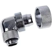 Alphacool 19/13mm Eiszapfen ruuviliitin, 90° kulma, G1/4, hopea