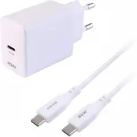 Deltaco USB-C-seinälaturi 30 W - 1.5m - valkoinen