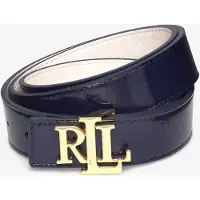 Ralph Lauren Logo Reversible Patent Leather Belt - Navy - M