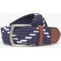 Ralph Lauren Leather-Trim Webbed Belt - Navy - 32