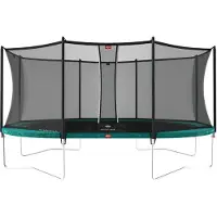Berg Grand Favorit pihatrampoliini, sis. Comfort turvaverkon 520 cm x 345 cm ilman verkkoa vihreä