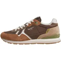 Pepe Jeans for man. PMS400048 Brown Brit Boost sneakers (43), Fabric, Flat, Laces, Casual