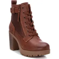 Refresh for woman. 17123201-CAMEL Ankle boots with buckle -Height heel 8cm- brown (39), 5 to 8 cm, Laces, Zip, Casual, Imitation leather