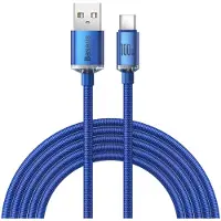 Baseus Crystal Shine USB-A / USB-C-kaapeli - 2m, 100W - Sininen