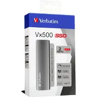 Verbatim VX500 2 Tt USB 3.2 Gen 2 (USB-C/USB-A) -ulkoinen SSD, kannettava, hopea