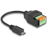 DeLOCK 66251, USB 2.0 Type Micro-B, 5 pin terminal block, 0,15 m, Musta, Vihreä