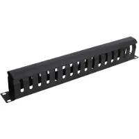 Deltaco – 1U kaapelinkeräin 19" räkkiin, 16 koloa, metallia, 450mm (19-25)