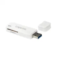 Logilink CR0034A, MicroSD (TransFlash), MicroSDHC, MicroSDXC, SD, SDHC, SDXC, Valkoinen, 5000 Mbit/s, USB 3.2 Gen 1 (3.1 Gen 1), 75 mm, 120 mm