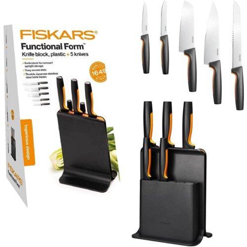 Functional Form Knife Block Bamboo + 3 Knives - Fiskars @ RoyalDesign