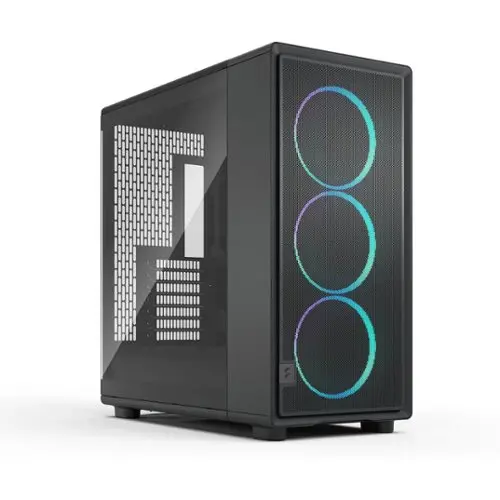 Fractal design epoch xl black rgb tg light tint računalniško ohišje sprednji pogled z rgb ventilatorji